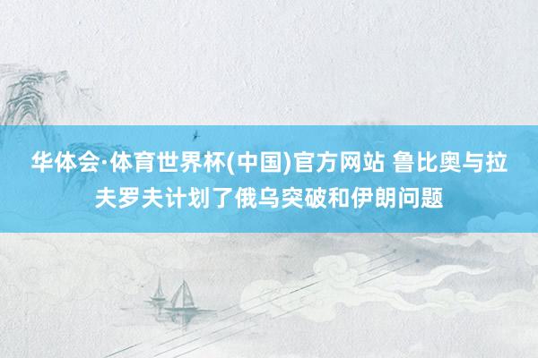 华体会·体育世界杯(中国)官方网站 鲁比奥与拉夫罗夫计划了俄乌突破和伊朗问题