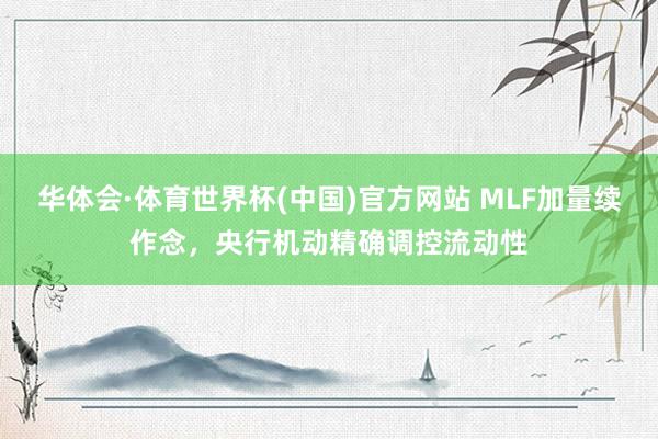 华体会·体育世界杯(中国)官方网站 MLF加量续作念，央行机动精确调控流动性