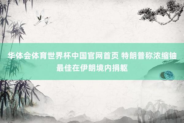 华体会体育世界杯中国官网首页 特朗普称浓缩铀最佳在伊朗境内捐躯