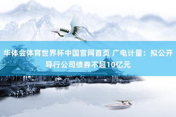 华体会体育世界杯中国官网首页 广电计量：拟公开导行公司债券不超10亿元