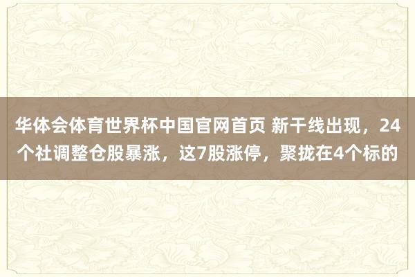 华体会体育世界杯中国官网首页 新干线出现，24个社调整仓股暴涨，这7股涨停，聚拢在4个标的