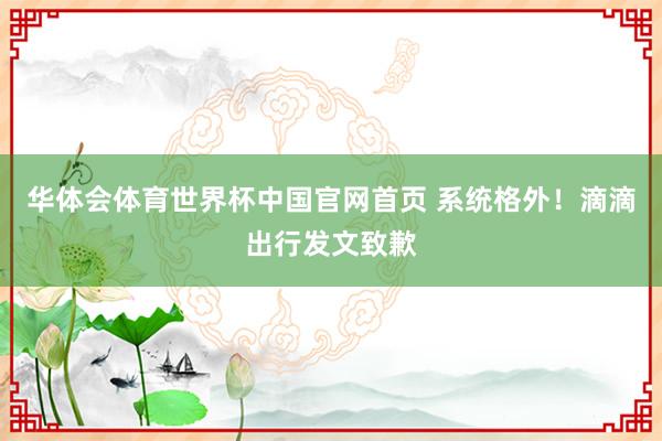 华体会体育世界杯中国官网首页 系统格外！滴滴出行发文致歉