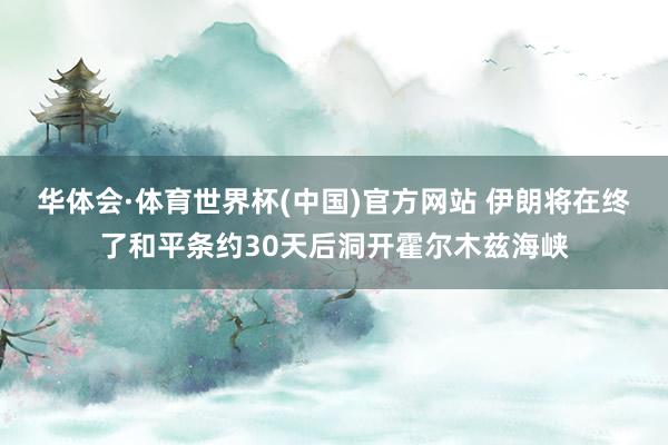 华体会·体育世界杯(中国)官方网站 伊朗将在终了和平条约30天后洞开霍尔木兹海峡