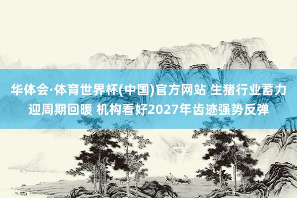 华体会·体育世界杯(中国)官方网站 生猪行业蓄力迎周期回暖 机构看好2027年齿迹强势反弹