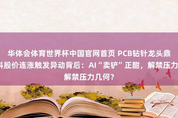 华体会体育世界杯中国官网首页 PCB钻针龙头鼎泰高科股价连涨触发异动背后：AI“卖铲”正酣，解禁压力几何？