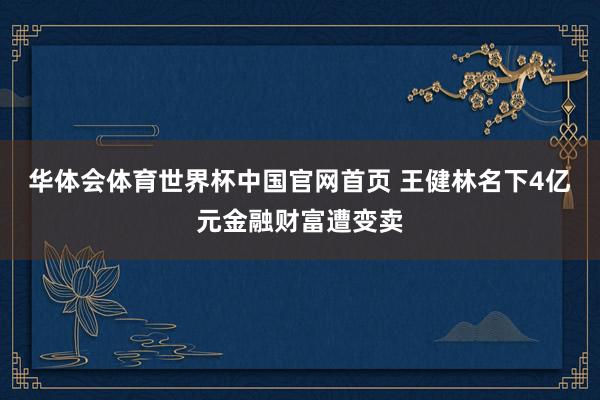 华体会体育世界杯中国官网首页 王健林名下4亿元金融财富遭变卖