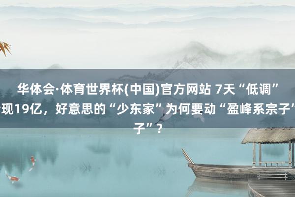 华体会·体育世界杯(中国)官方网站 7天“低调”套现19亿，好意思的“少东家”为何要动“盈峰系宗子”？