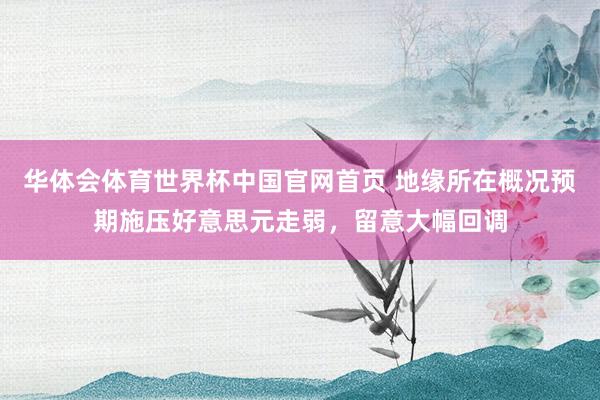 华体会体育世界杯中国官网首页 地缘所在概况预期施压好意思元走弱，留意大幅回调