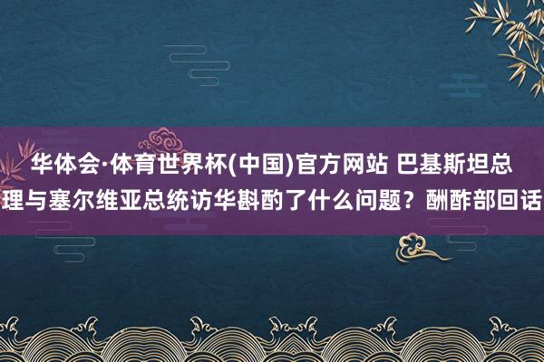 华体会·体育世界杯(中国)官方网站 巴基斯坦总理与塞尔维亚总统访华斟酌了什么问题？酬酢部回话
