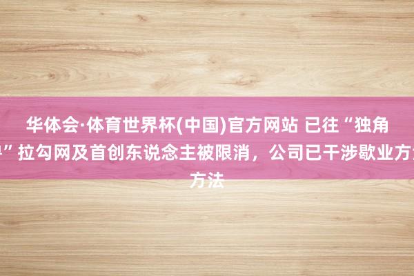 华体会·体育世界杯(中国)官方网站 已往“独角兽”拉勾网及首创东说念主被限消，公司已干涉歇业方法