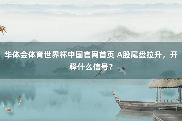 华体会体育世界杯中国官网首页 A股尾盘拉升，开释什么信号？