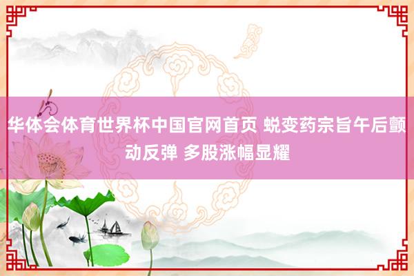 华体会体育世界杯中国官网首页 蜕变药宗旨午后颤动反弹 多股涨幅显耀