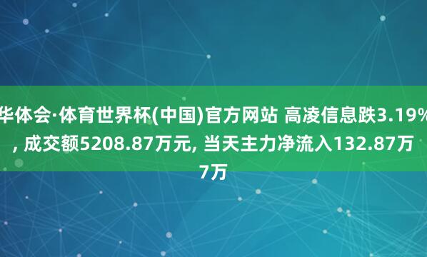 华体会·体育世界杯(中国)官方网站 高凌信息跌3.19%， 成交额5208.87万元， 当天主力净流入132.87万