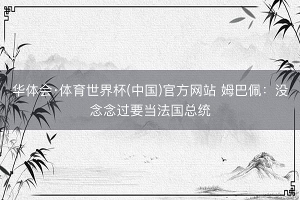 华体会·体育世界杯(中国)官方网站 姆巴佩:没念念过要当法国总统