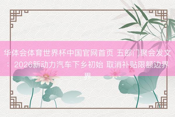 华体会体育世界杯中国官网首页 五部门聚会发文:2026新动力汽车下乡初始 取消补贴限额边界