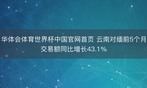 华体会体育世界杯中国官网首页 云南对缅前5个月交易额同比增长43.1%